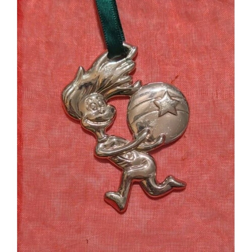 Vintage Dr Seuss Cat in the Hat Silver Metal Christmas Ornament BF-01-01